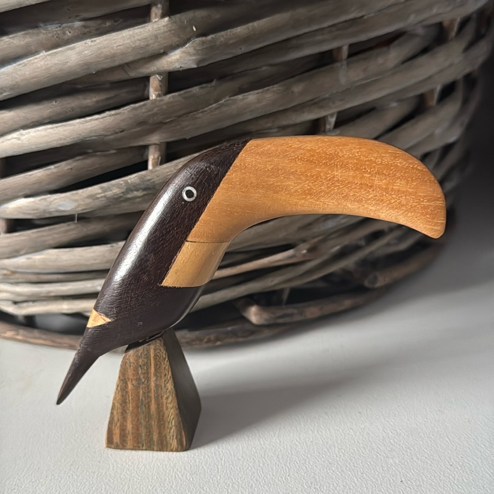 Carved Wood Toucan Bird Sculpture Folk Art
